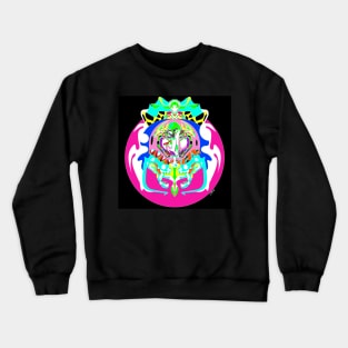 kaiju black alien war starship ecopop in mexican patterns art Crewneck Sweatshirt